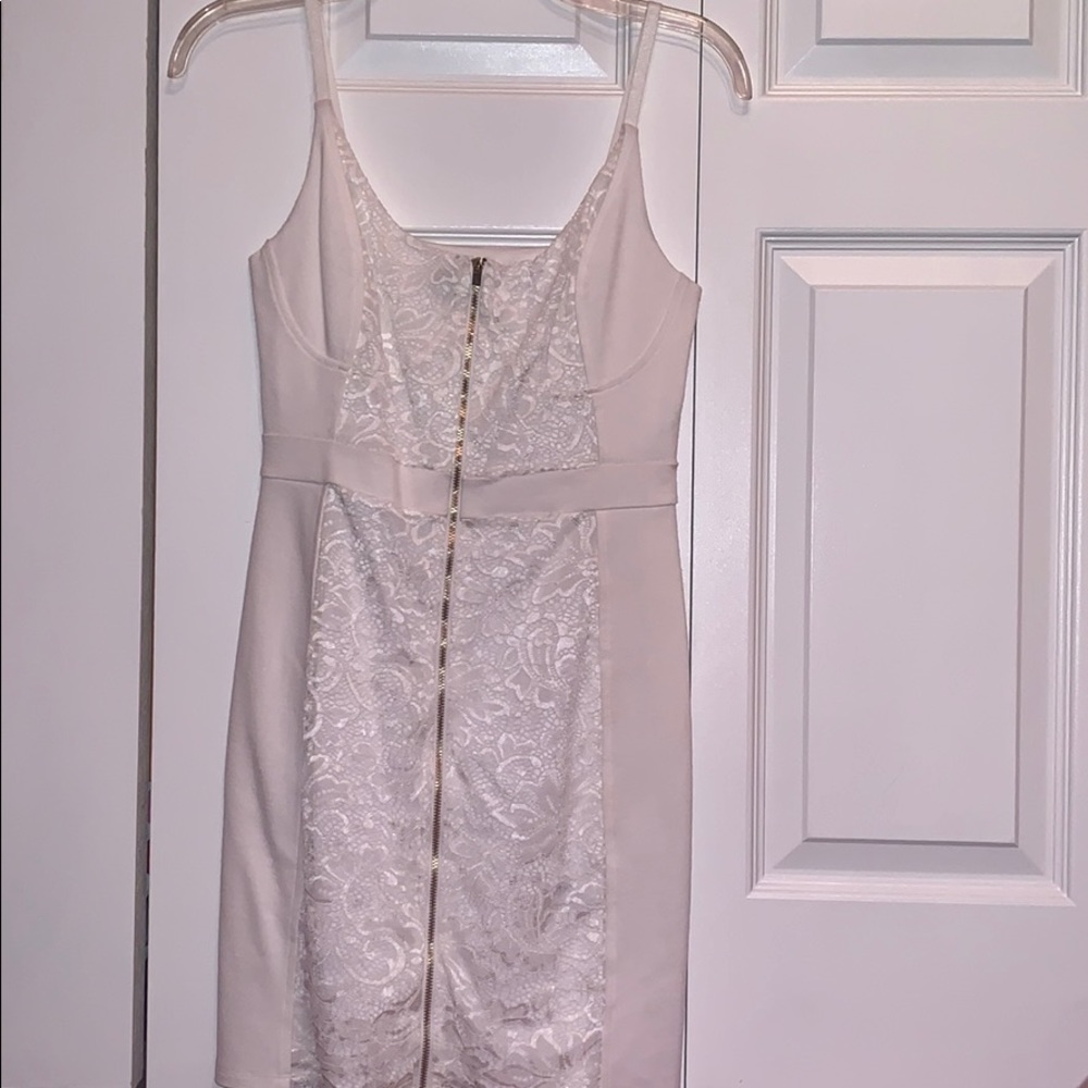 white zip up dress